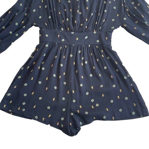 Free People Women’s Love Grows Floral Print Romper Size S Puff Sleeves - Picture 9 of 12